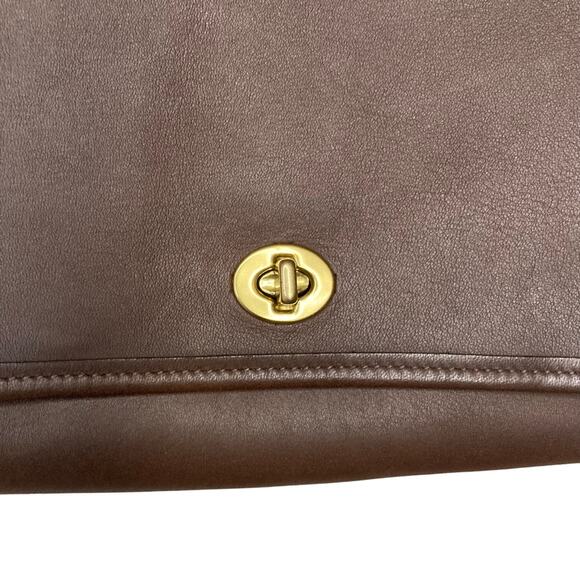 Vintage COACH 9812 Ridgefield Flap Bag Dark Brown Full-grain Leather Excellent - Picture 10 of 16